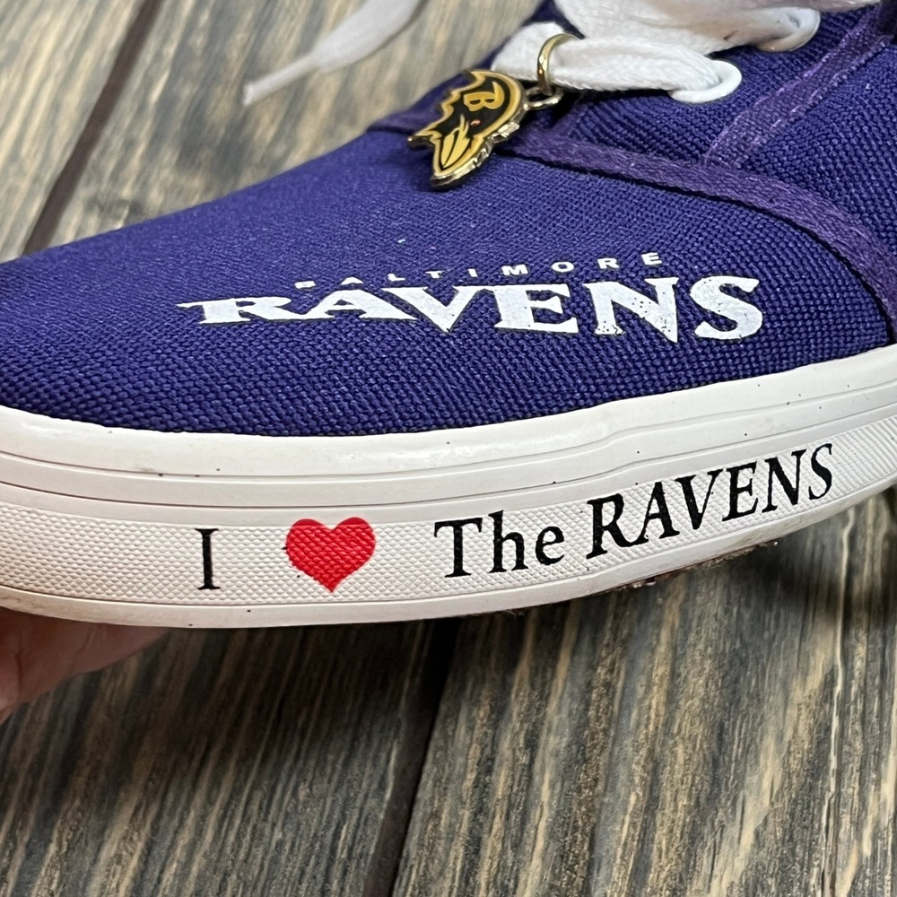 Bradford Exchange Baltimore Ravens Sneakers Womens 8 Purple Canvas Glitter NFL‎ - Picture 8 of 10